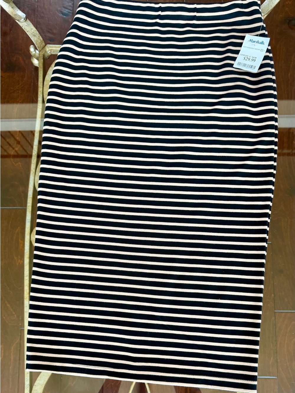 Sanctuary Black and White Striped Pencil Skirt